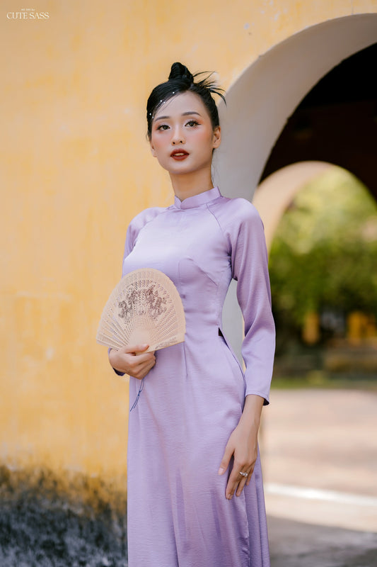 Light Purple Hai Da Silk Plain Ao Dai Set