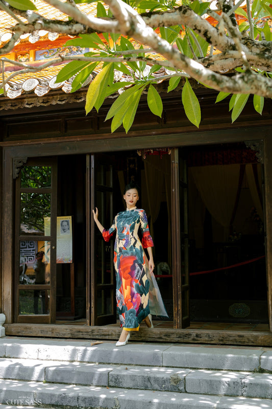 Green Silk Canvas Ao Dai Set