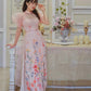 Blush Puffy Sleeve Sparkle Garden Ao Dai Set