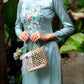 Blue Sparkle Embroidery Lua Xuoc Ao Dai Set 