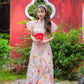 Blush Puffy Sleeve Sparkle Garden Ao Dai Set