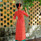 Mom and Daughter Red Matching Ao Dai Set with Headbands