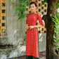 Mom and Daughter Red Matching Ao Dai Set with Headbands