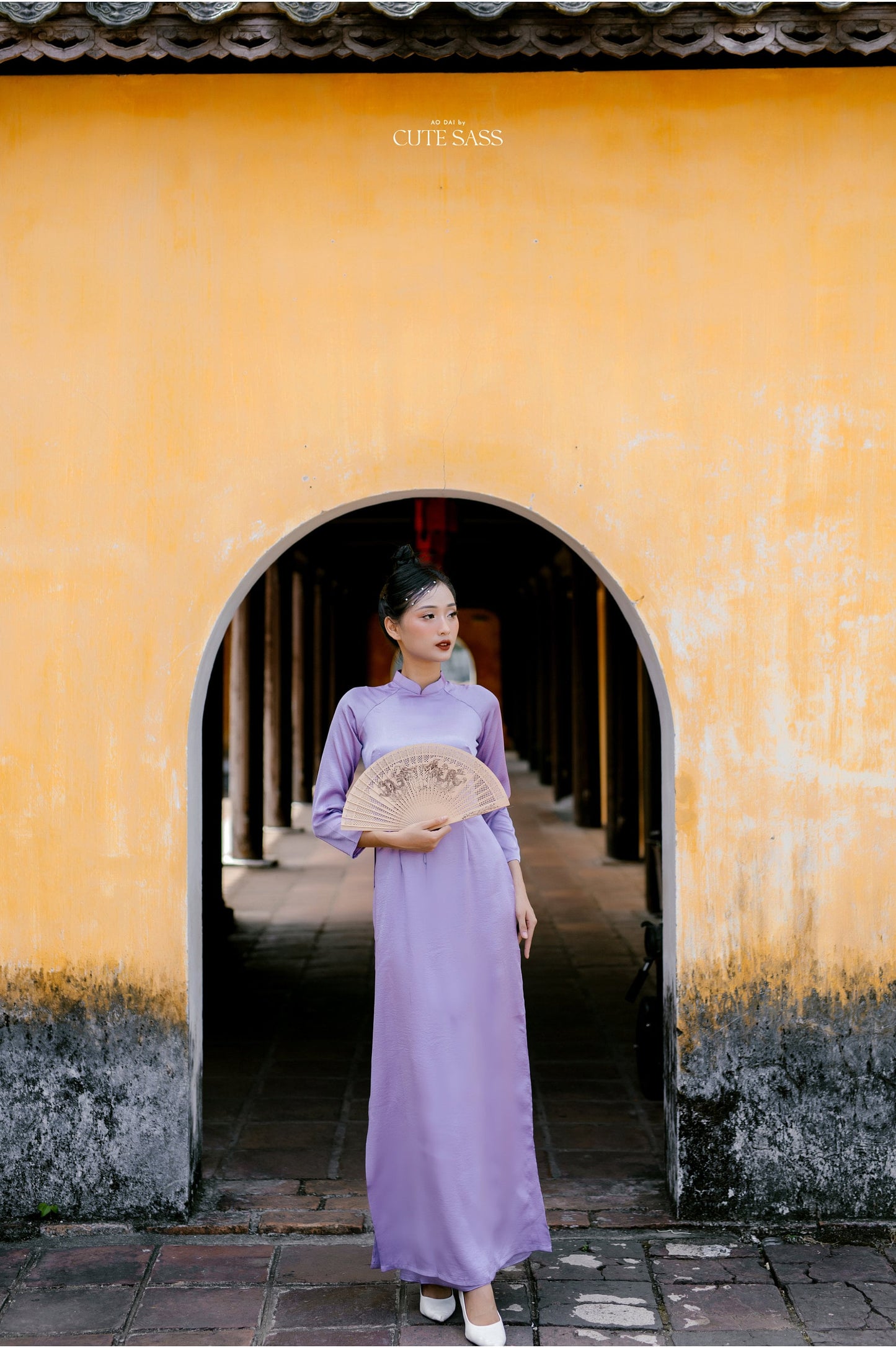 Light Purple Hai Da Silk Plain Ao Dai Set