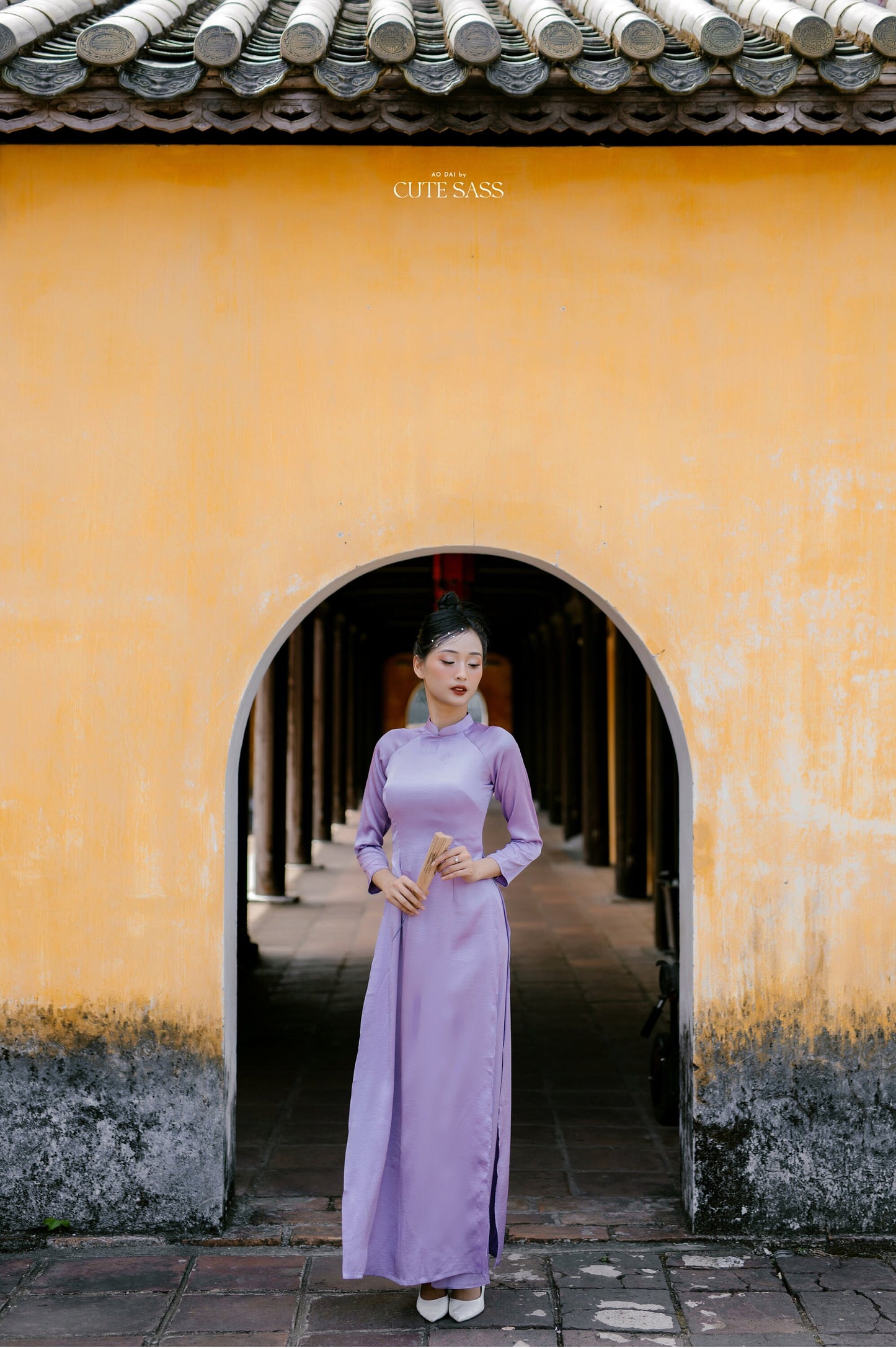 Light Purple Hai Da Silk Plain Ao Dai Set