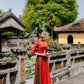 Red Moon Embroidery Silk Ao Dai Top Only (NO PANTS) | Pre-made Traditional Vietnamese Ao Dai | Lunar New Year |
