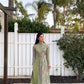 Pink Pearl Mini Flowers Chiffon Ao Dai Set (no headband)