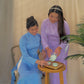 Cool Blue/Lavender Ngoc Trai Silk Pearl Ao Dai Set | Pre-made Traditional Vietnamese Ao Dai| Lunar New Year| Ao Dai with Pants