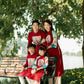 Taffeta Material Family Red Lotus & Koi Ao Dai Set