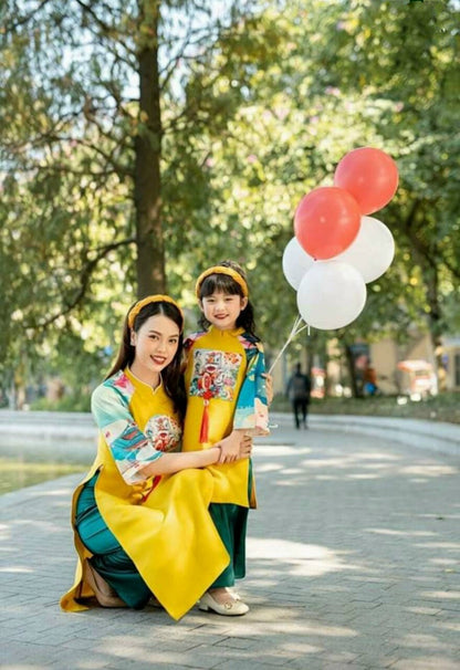 Family Yellow Lotus & Koi Ao Dai Set