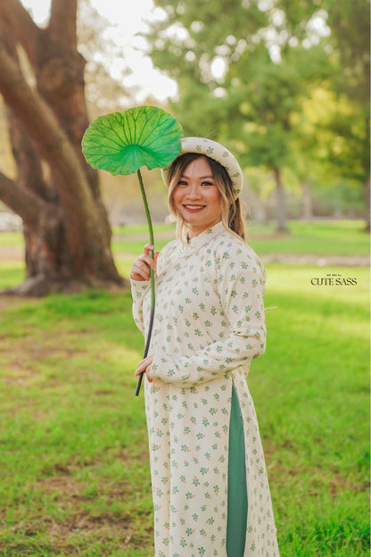 Áo Ngũ Thân Tay Chẽn Set - Green Daisy