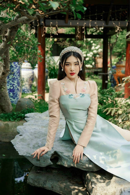 Family Blue & Pink Ao Dai Set