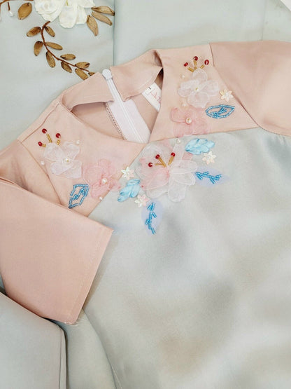 Family Blue & Pink Ao Dai Set