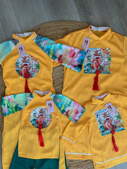 Family Yellow Lotus & Koi Ao Dai Set