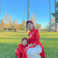 Family Red Embroidery Ao Dai Set (No Headband)
