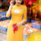 Family Yellow Embroidery Ao Dai Set (No Headband)