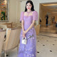 Luxury - Purple Puffy Sleeve Ao Dai Set