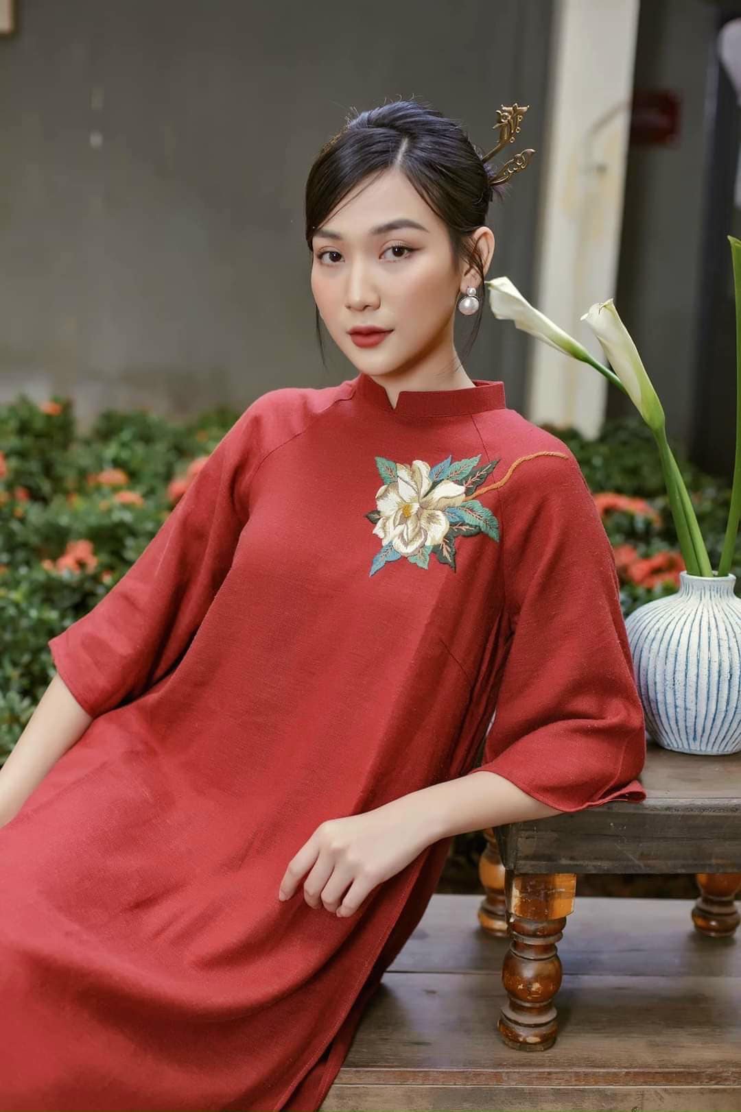 Shifted Orange Ao Dai Set