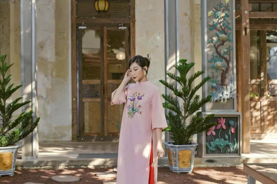 Shifted Light Pink Ao Dai Set