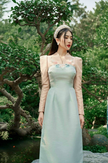 Family Blue & Pink Ao Dai Set