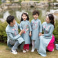 Family Blue Embroidery Ao Dai Set