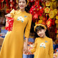 Family Yellow Embroidery Ao Dai Set (No Headband)
