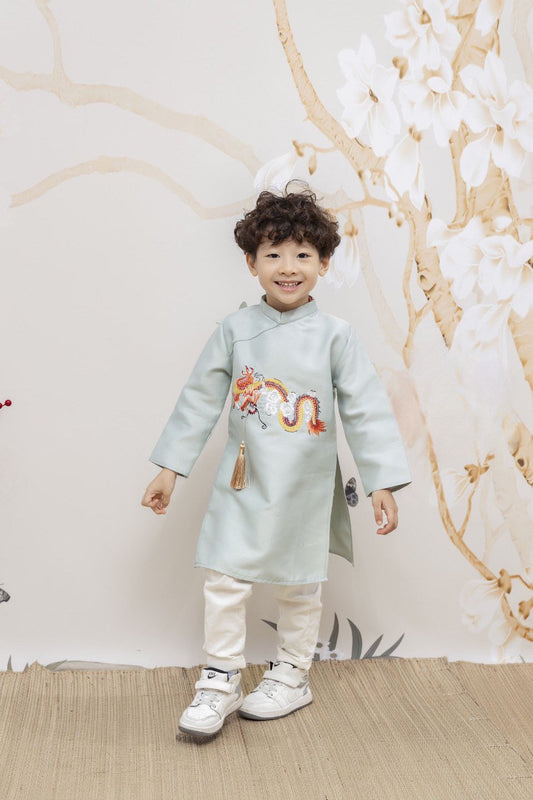 Boy Light Blue Dragon Ao Dai