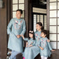 Family Blue Embroidery Ao Dai Set