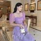 Luxury - Purple Puffy Sleeve Ao Dai Set