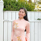 Peach Embroidery Ao Dai Set | Pre-made Traditional Vietnamese Ao Dai | Women Ao Dai with Pants | Lunar New Year| Ao Dai Truyen Thong