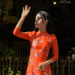 Red Flowers Pearls Ao Dai Set