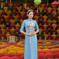 Blue Embroidery Moon Ao Dai Set