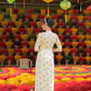 Yellow Mini Flowers Chiffon Ao Dai Set