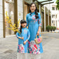 Family Blue Printed Ao Dai Set