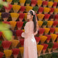 Pink Pearl Puffy Long Sleeve Ao Dai Set
