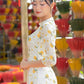 Yellow Mini Flowers Chiffon Ao Dai Set