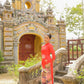 Red Sparkle Lotus & Crane Ao Dai Set