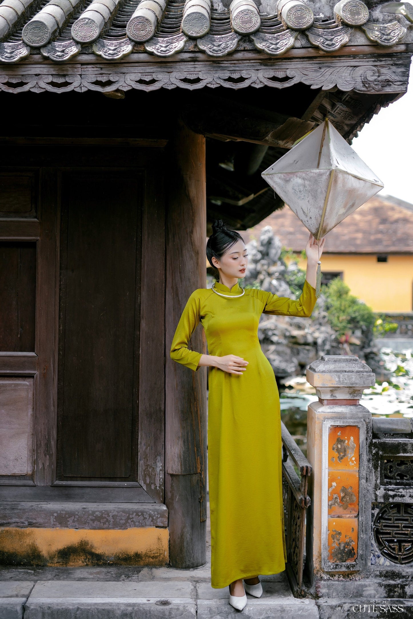 Green Hai Da Silk Plain Ao Dai Set