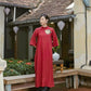 Shifted Orange Red Ao Dai Set | Pre-made Modernized Vietnamese Ao Dai| Women Ao Dai with Pants | Lunar New Year| Ao Dai Truyen Thong