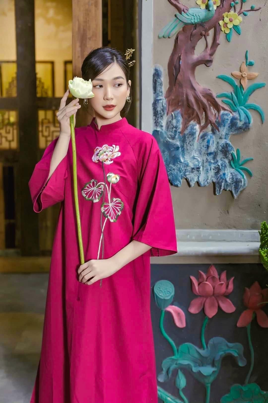 Shifted Pink Ao Dai Set | Pre-made Modern Vietnamese Ao Dai | Women Ao Dai with Pants | Lunar New Year| Ao Dai Truyen Thong | Loose Ao Dai