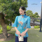 Blue Lotus Modern Temple Set | Pre-made Traditional Vietnamese Phap Phuc| Lunar New Year| Ao Dai Truyen Thong|Women Ao Dai with Pants