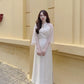 Cream Hac Ao Dai Set | Pre-made Modernized Vietnamese Ao Dai| Ao Dai with Pants| Lunar New Year| Ao Dai Cach Tan
