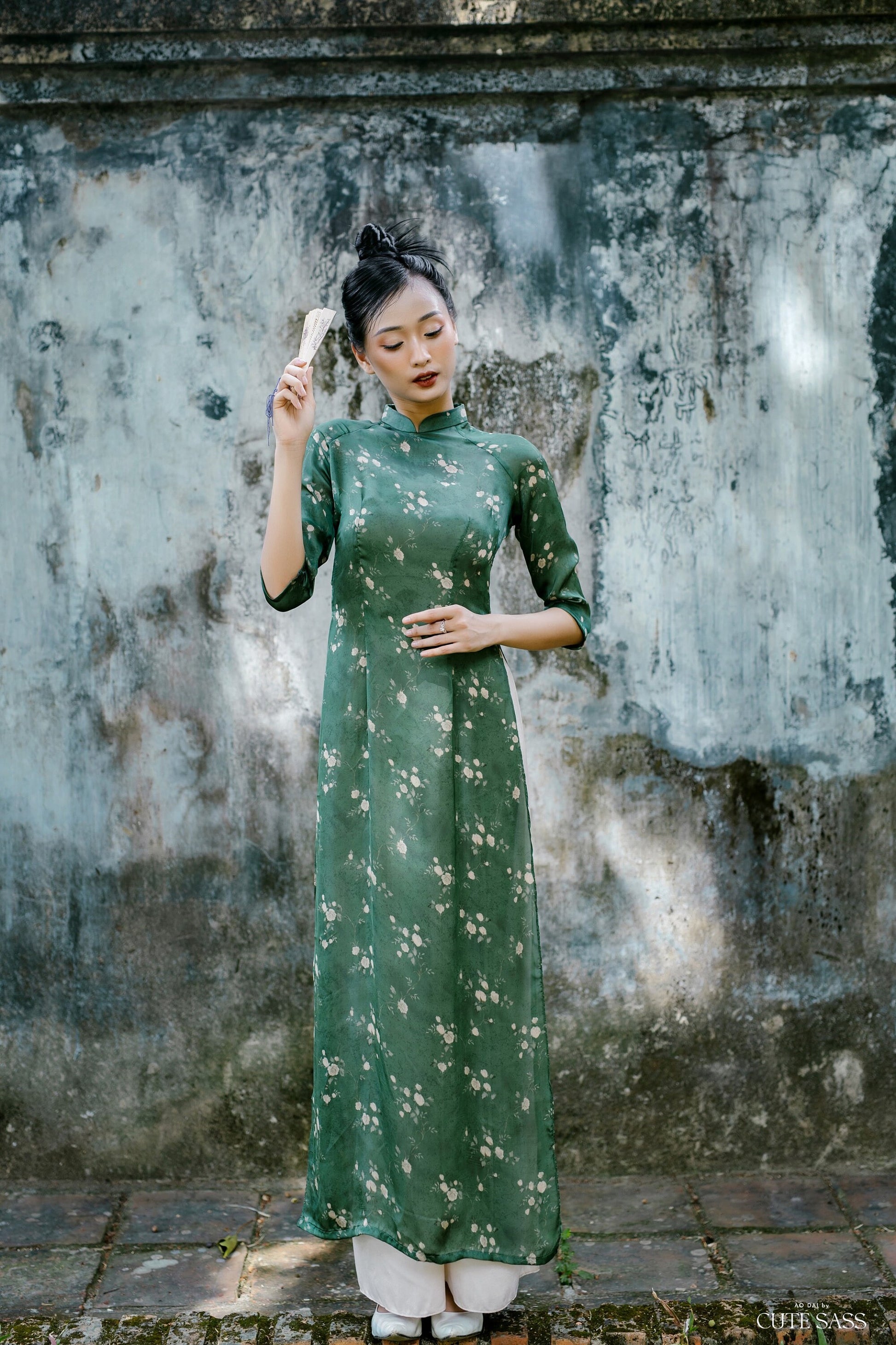 Vien Collection - Flora Element Ao Dai Set | Pre-made Traditional Women Ao Dai with Pants | Lunar New Year| Ao Dai Truyen Thong