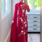 Red Embroidery 3D Sparrow Branches Ao Dai Set | Pre-made Modernized Vietnamese Ao Dai | Women Ao Dai with Pants | Lunar New Year|A2