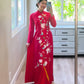 Red Embroidery 3D Sparrow Branches Ao Dai Set | Pre-made Modernized Vietnamese Ao Dai | Women Ao Dai with Pants | Lunar New Year|A2