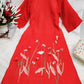 Shifted Red Chiffon Ao Dai Set
