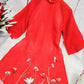 Shifted Red Chiffon Ao Dai Set