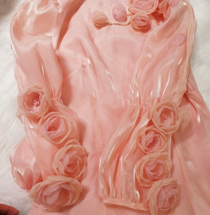 3D Roses Chiffon Ao Dai Set| Pre-made Modernized Vietnamese Ao Dai| Women Ao Dai with Pants| Lunar New Year| Ao Dai Cach Tan| Modern Ao Dai