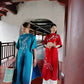 Shifted Embroidery Prussian Blue/Red Ao Dai Set |Pre-made Vietnamese Ao Dai|Women Ao Dai with Pants |Lunar New Year| Ao Dai Truyen Thong| H3