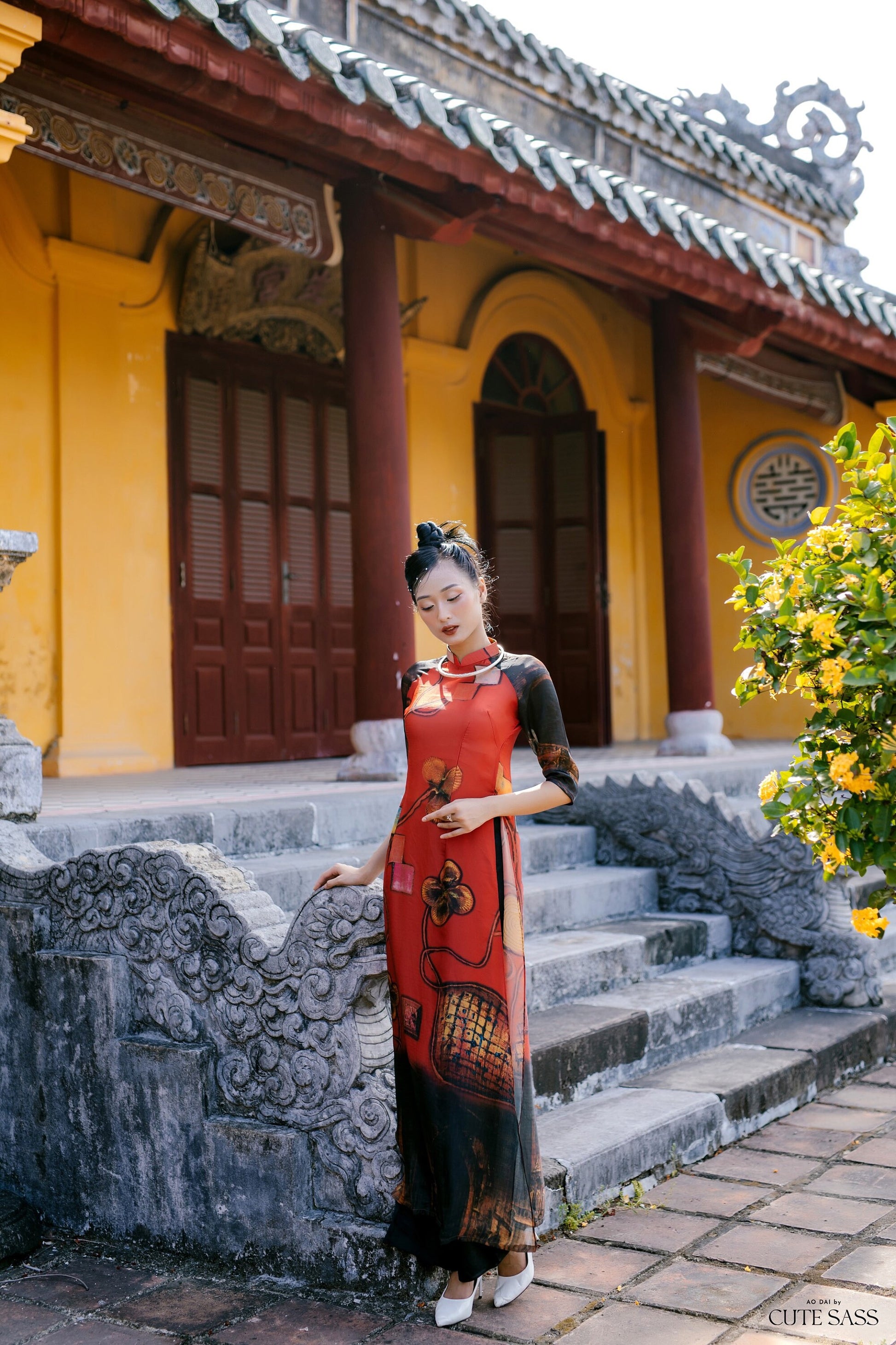 Vien Collection - Earth Element Ao Dai Set | Pre-made Traditional Women Ao Dai with Pants | Lunar New Year| Ao Dai Truyen Thong